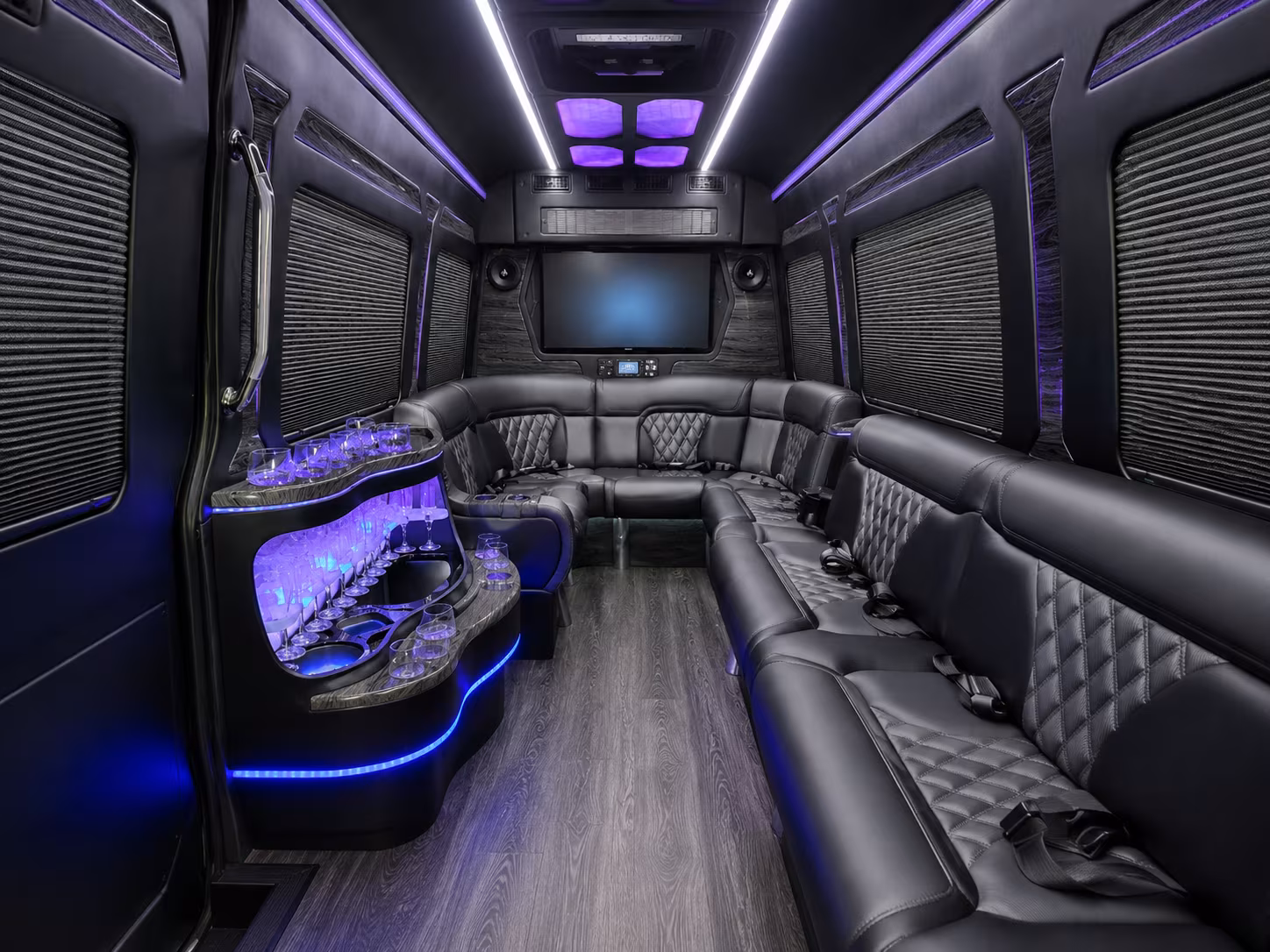 gardena 50 passenger party bus interior