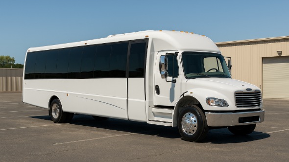 Exterior of Charter Bus Company Gardena's 28 Passenger Mini bus in Gardena