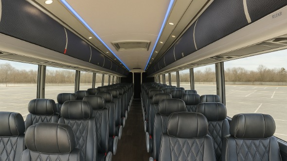 Interior of Charter Bus Company Gardena's 50 Passenger Charter Bus in Gardena
