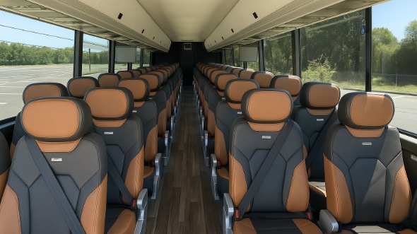 Interior of Charter Bus Company Gardena's 54 Passenger Charter Bus in Gardena