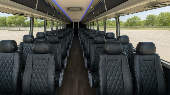 Interior of Charter Bus Company Gardena's 56 Passenger Charter Bus in Gardena