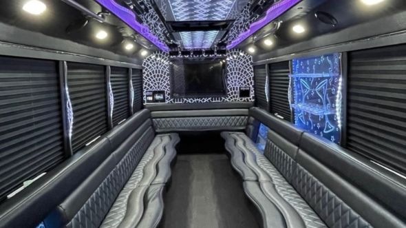 Interior of Charter Bus Company Gardena's Party Bus in Gardena