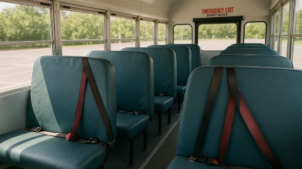 Interior of Charter Bus Company Gardena's School Bus in Gardena